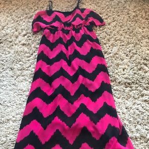 Pink and Black Chevron Maxi Dress